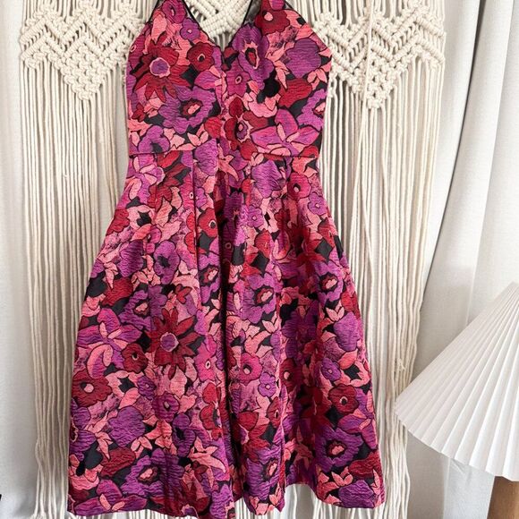 Badgley Mischka Floral Jacquard Dress Size 8 NWT Elegant Evening Dress - Picture 6 of 10